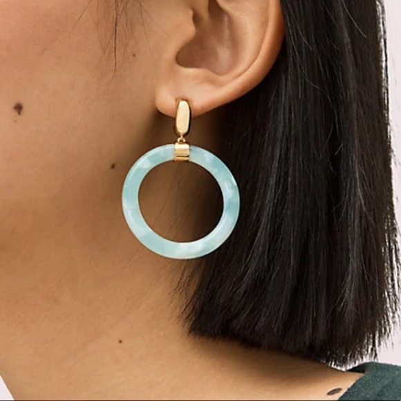 $78 Kate Spade garden botanical resin hoops mint - Picture 2 of 8